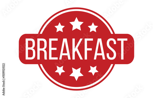 Red BREAKFAST Rubber Stamp Seal Vector illustration isolated on white background