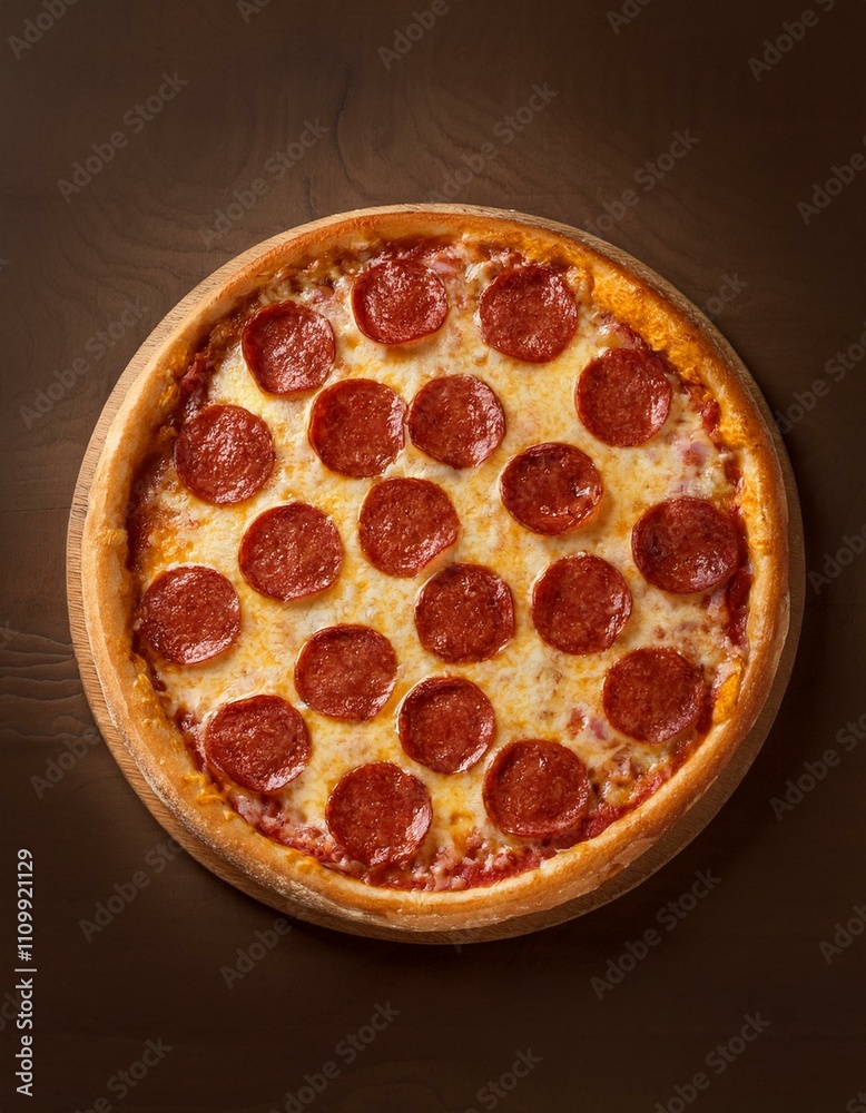 Pepperoni pizza on a wooden table. Delicious! Pepperoni pizza on a wooden table. Delicious!