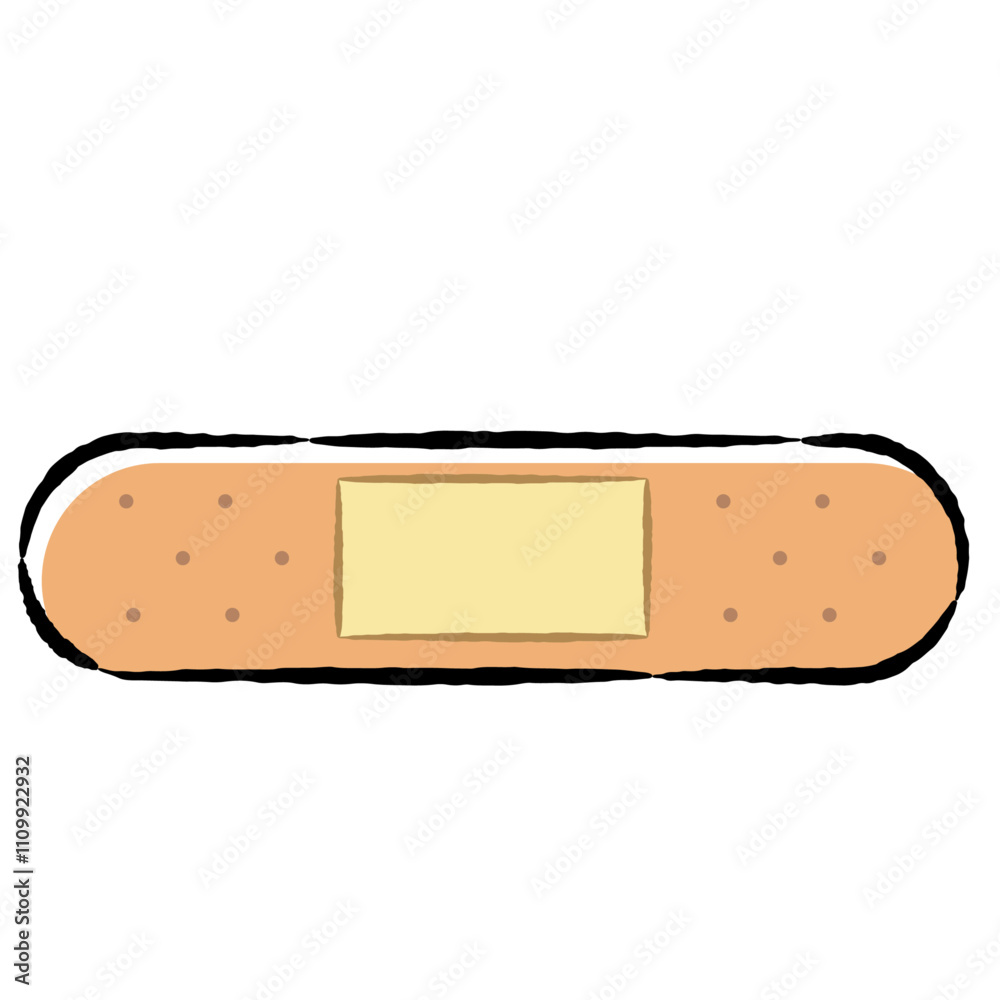 Simple hand drawn illustration of a bandaid Simple hand drawn illustration of a bandaid