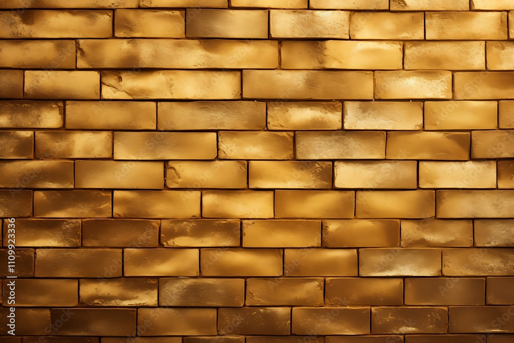 Fototapeta premium Gold brick wall texture background, brick wall seamless pattern