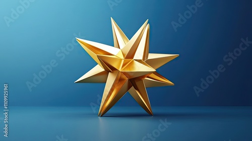 A Golden Geometric Star Against A Blue Background photo