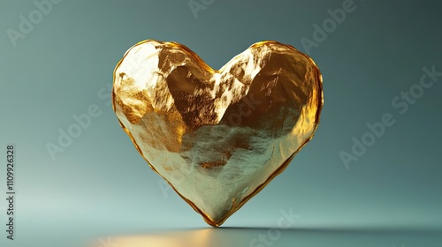 A Golden Textured Heart Shape Against A Teal Background