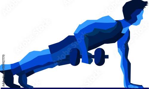Graphic of athlete doing push-ups and weightlifting with strength