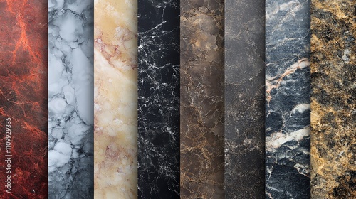 Collection of different marble textures.