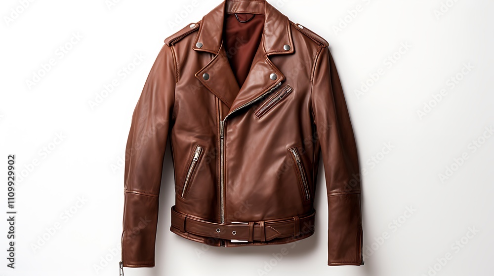 brown leather jacket isolated on white brown leather jacket isolated on white