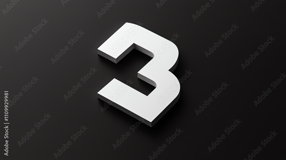 Stylish 3D number three in glossy finish. Stylish 3D number three in glossy finish.
