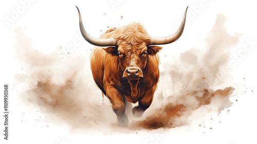highland cow with horns