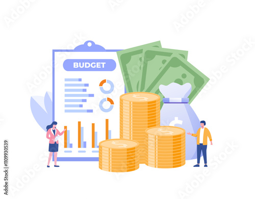 Budget business strategy, finance and accounting, budget calculation, economy and investment, flat design illustration vector banner and background for website