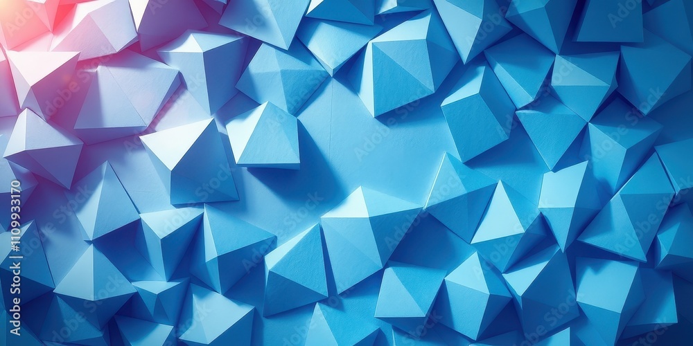 Fototapeta premium Abstract Geometric Composition of Interlocking Blue Polygons Creating a Dynamic and Textured Surface