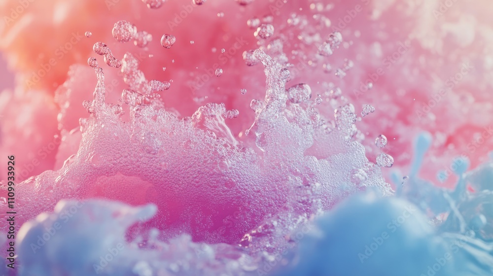 Colorful Bubbles and Foam with Splashes in Soft Pastel Hues Colorful Bubbles and Foam with Splashes in Soft Pastel Hues