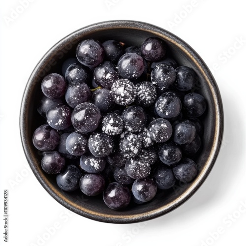 Wallpaper Mural A bowl of ripe black grapes with a sprinkle of powdered sugar, isolated white background, modern art style Torontodigital.ca