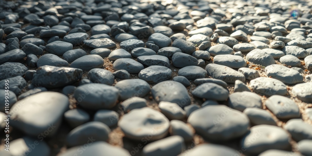 A close-up perspective of smooth, gray river rocks arranged in a diagonal pattern, showcasing the natural texture and light reflections on their surfaces. A close-up perspective of smooth, gray river rocks arranged in a diagonal pattern, showcasing the natural texture and light reflections on their surfaces.