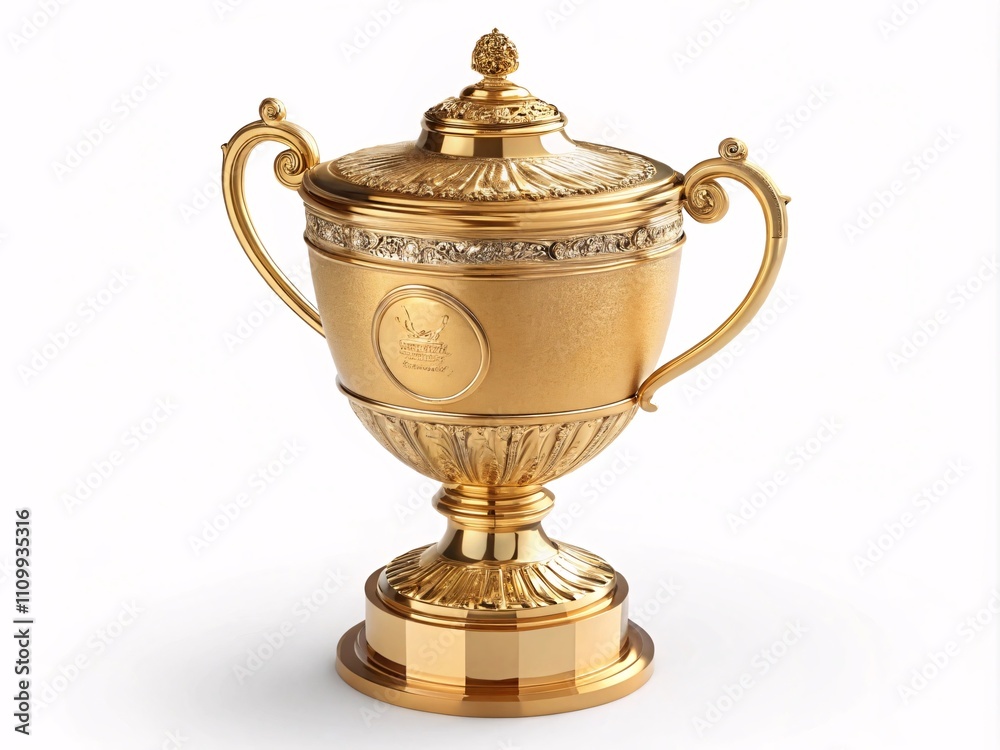 Shiny golden trophy with ornate details, symbolizing achievement and victory. Shiny golden trophy with ornate details, symbolizing achievement and victory.