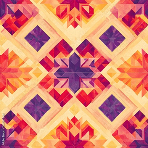 Indian patola seamless pattern with intricate motifs and colorful gradients photo