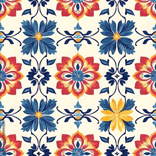 Wallpaper Mural Indian patola seamless pattern with intricate motifs and colorful gradients Torontodigital.ca