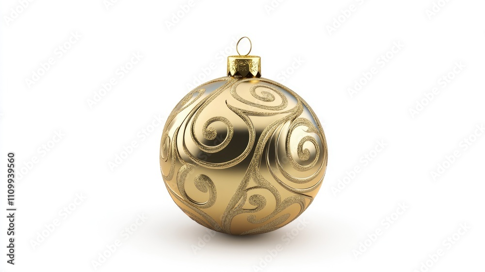 Elegant Gold Christmas Ornament with Decorative Swirls Elegant Gold Christmas Ornament with Decorative Swirls