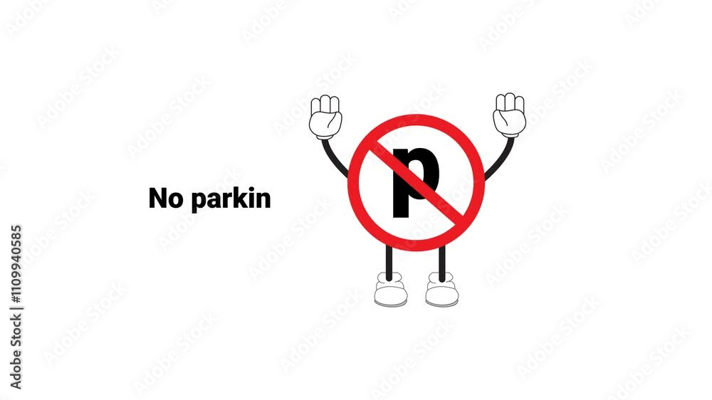 No Ramp Sign Animated Animated no parking sign with cartoon characters, perfect for ...