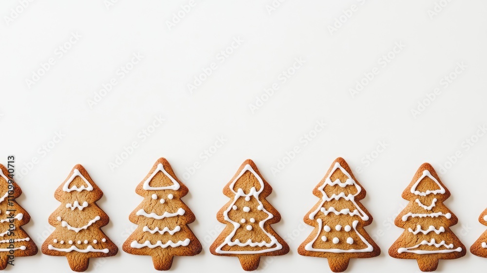 Gingerbread Christmas Trees on White Background Gingerbread Christmas Trees on White Background