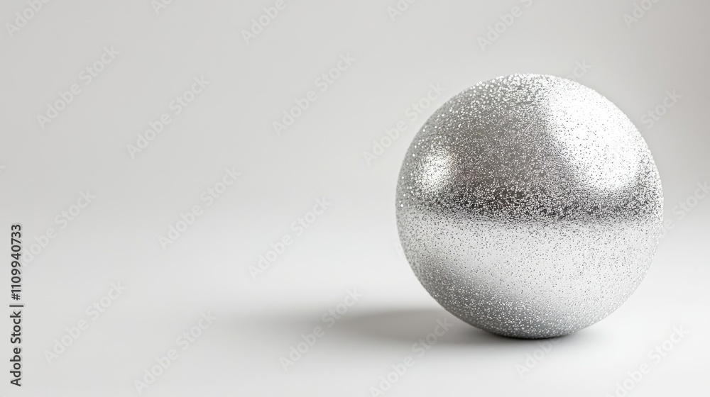 Shiny Silver Glitter Ball on Neutral Background Shiny Silver Glitter Ball on Neutral Background