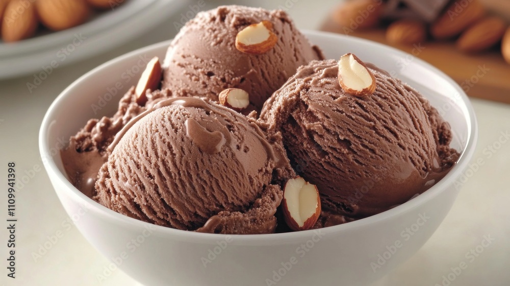 Chocolate Ice Cream with Almonds Chocolate Ice Cream with Almonds