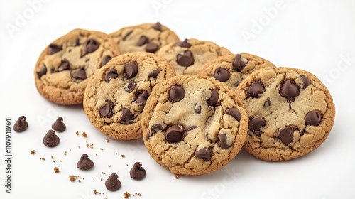 Freshly Baked Chocolate Chip Cookies on White Surface