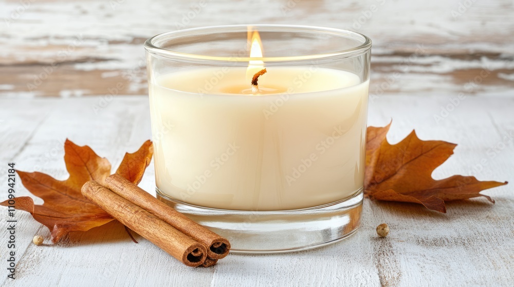 Scented Candle with Cinnamon and Autumn Leaves Scented Candle with Cinnamon and Autumn Leaves