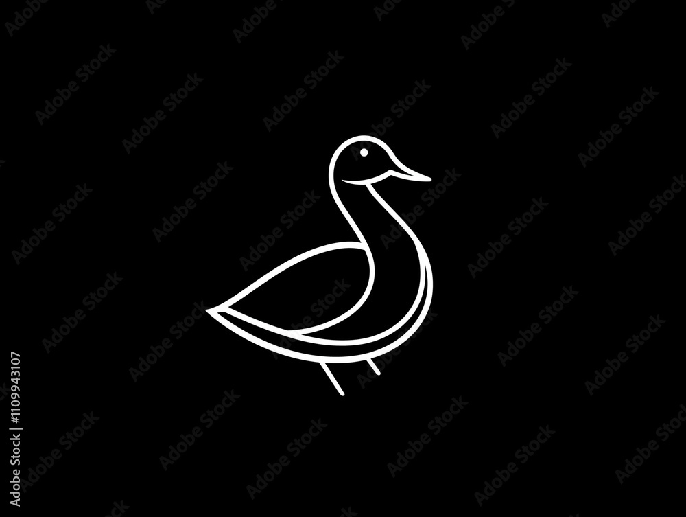 Modern logo of a duck, designed with clean, smooth lines and simple geometric shapes
