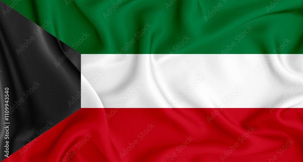 3D Kuwait flag waving texture 3D Kuwait flag waving texture