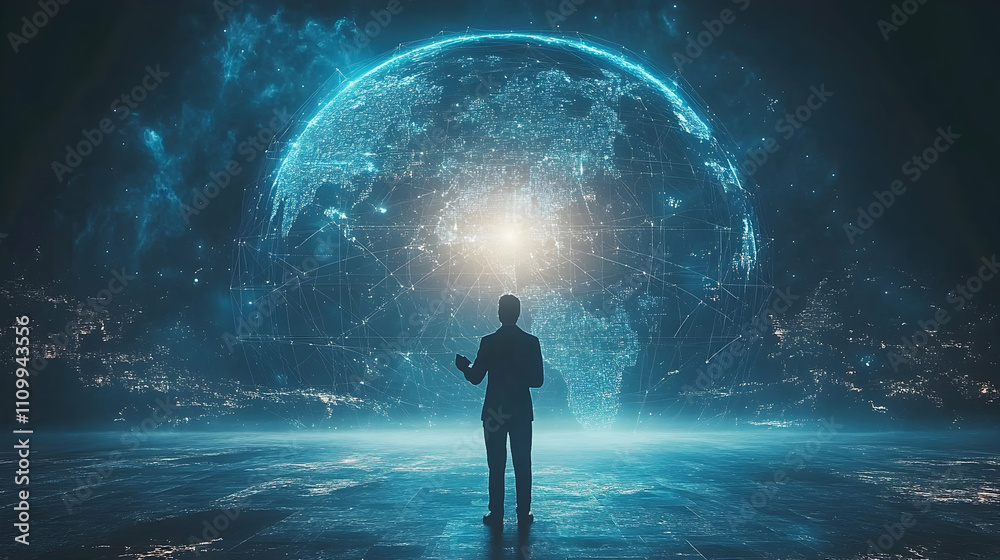 Fototapeta premium Future vision business professional analyzing global data digital world high-tech environment futuristic conceptual view