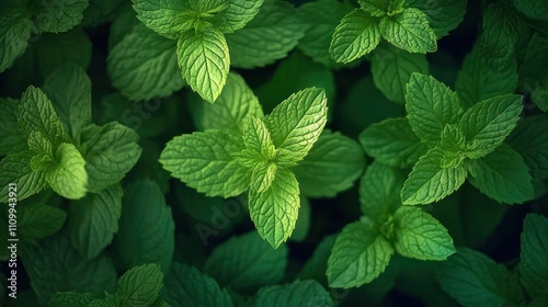 Closeup of Fresh Mint Leaves