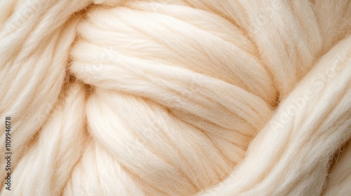 Soft, creamy wool yarn twisted in a textured spiral pattern.