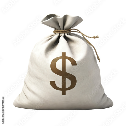 money bag with dollar on transparent background