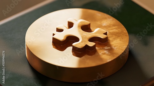  3D icon of a puzzle piece, designed with vibrant colors and smooth edges, representing problem-solving, creativity, and teamwork in a modern and digital format. photo