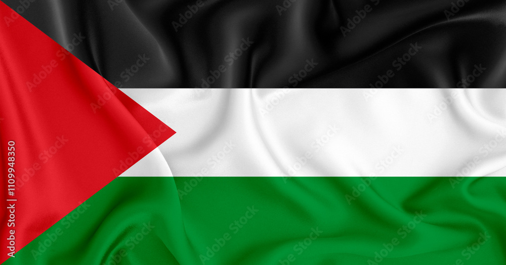 3D Palestine flag waving texture