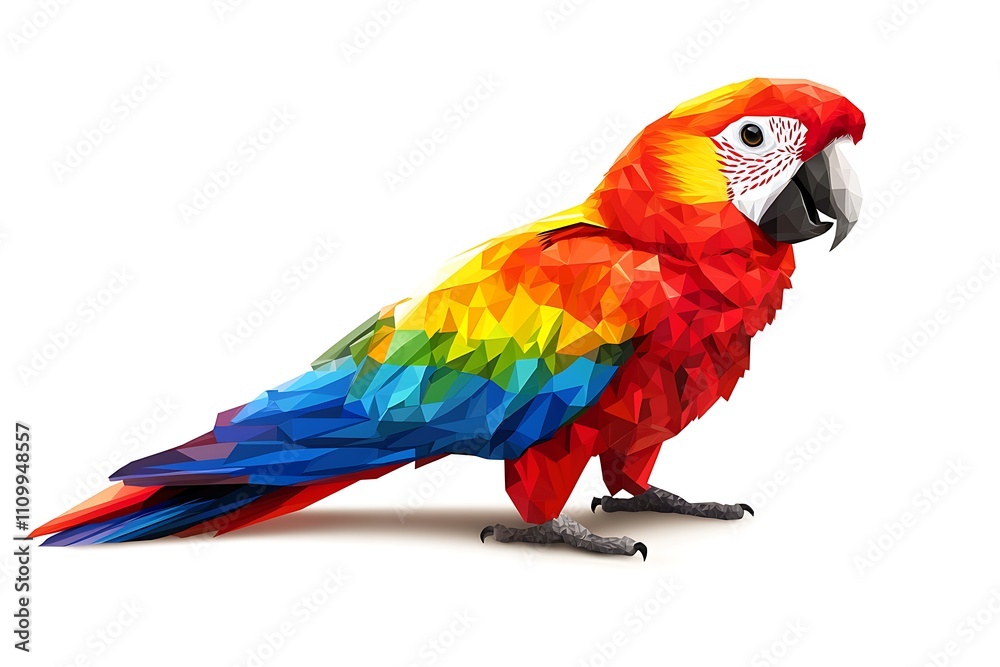A colorful, low-poly representation of a parrot showcasing vibrant feathers. A colorful, low-poly representation of a parrot showcasing vibrant feathers.
