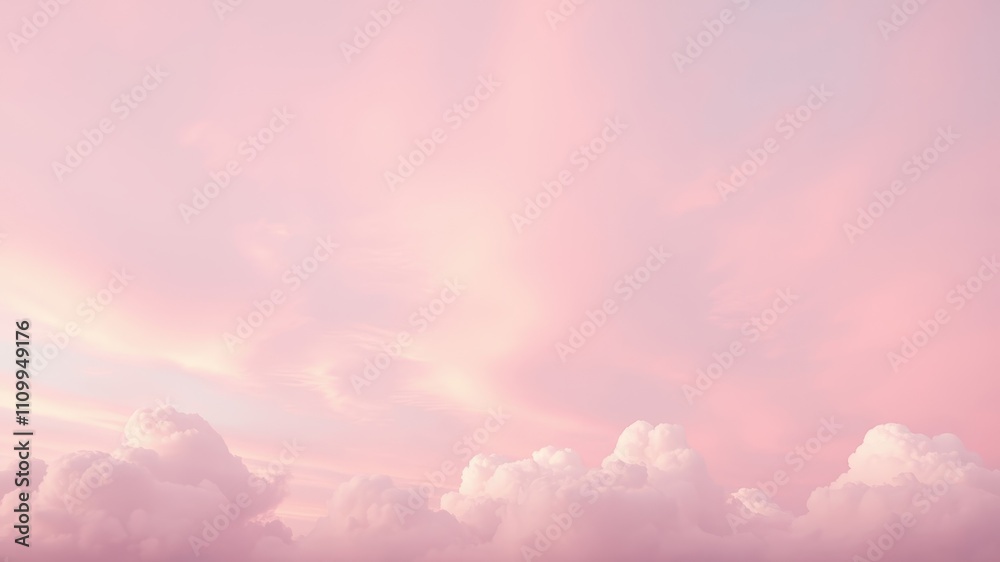 Obraz premium Soft Pink Clouds Against a Dreamy Sky with a Light Wash of Pastel Colors
