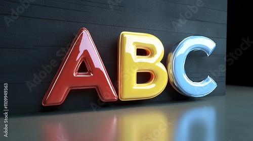 3D "ABC" lettering, featuring bold and dynamic typography with depth and texture, perfect for creative digital design, educational purposes, and modern projects requiring vibrant and eye-catching visu