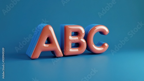 3D "ABC" lettering, featuring bold and dynamic typography with depth and texture, perfect for creative digital design, educational purposes, and modern projects requiring vibrant and eye-catching visu