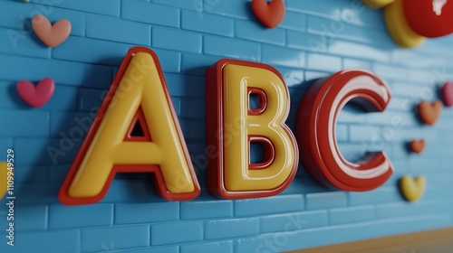 3D "ABC" lettering, featuring bold and dynamic typography with depth and texture, perfect for creative digital design, educational purposes, and modern projects requiring vibrant and eye-catching visu