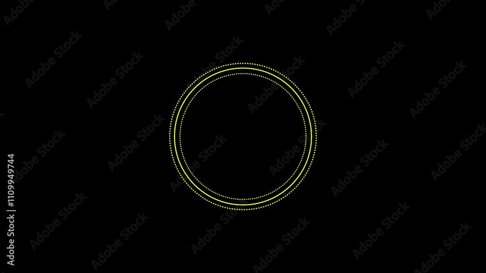 Circle HUD technological futuristic elements.Sci Fi circle elements appearing and disappearing within 10 sec.Technological HUD template.2D Texture for broadcast future design.