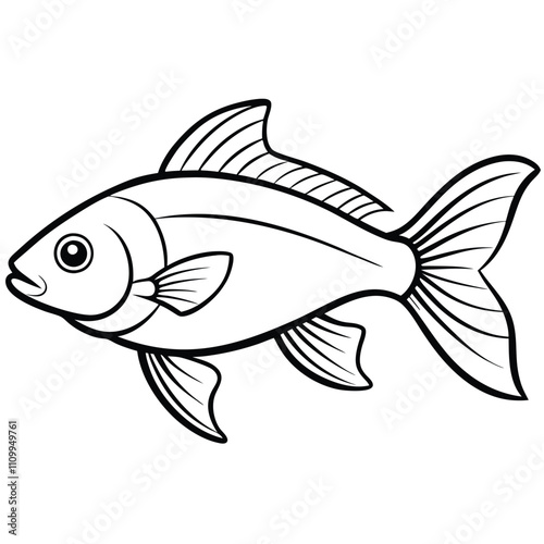 Minimalist Fish Icon Line Art Vector Illustration