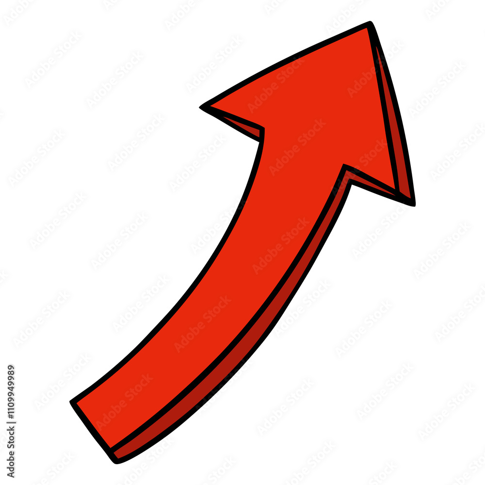 A Red Curved Arrow Isolated on White and Transparent Background A Red Curved Arrow Isolated on White and Transparent Background