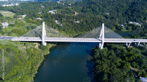 Cable-stayed bridge in the mountains of Naranjito Puerto Rico photo