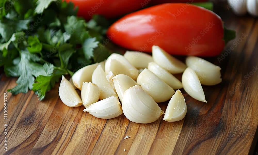Fresh Ingredients for Cooking with Tomatoes, Garlic, and Cilantro Fresh Ingredients for Cooking with Tomatoes, Garlic, and Cilantro
