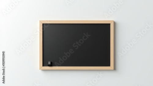 Empty blackboard in frame on wall