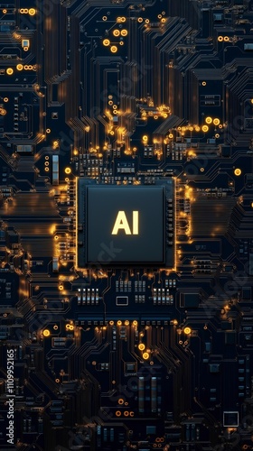 AI chip on center of electronic circuit