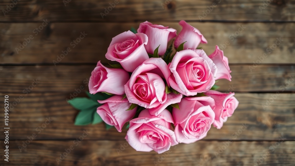 A bouquet of pink roses, delicate and soft, resting on a weathered wooden surface, symbolizing beauty, love, and the passage of time. A bouquet of pink roses, delicate and soft, resting on a weathered wooden surface, symbolizing beauty, love, and the passage of time.