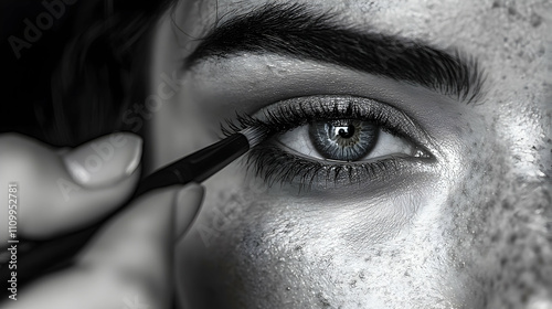 Makeup application close-up beauty studio photography artistic lighting macro view eye detail for beauty enthusiasts
