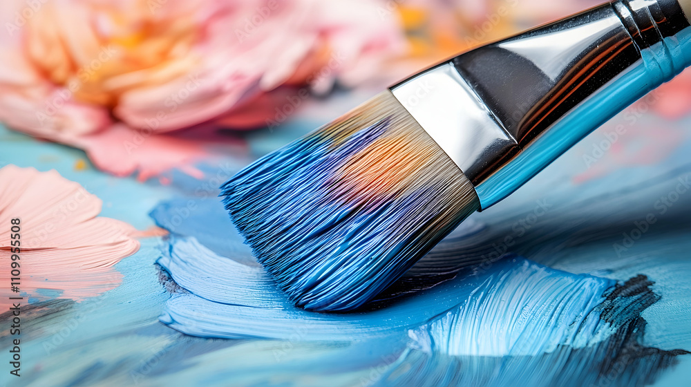Fototapeta premium Creative painting techniques art studio tutorial colorful environment close-up viewpoint artistic expression for inspiration