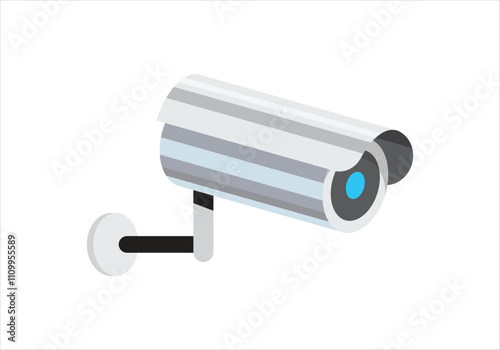 Stylized CCTV Camera Vector Illustration, Flat Design Camera.